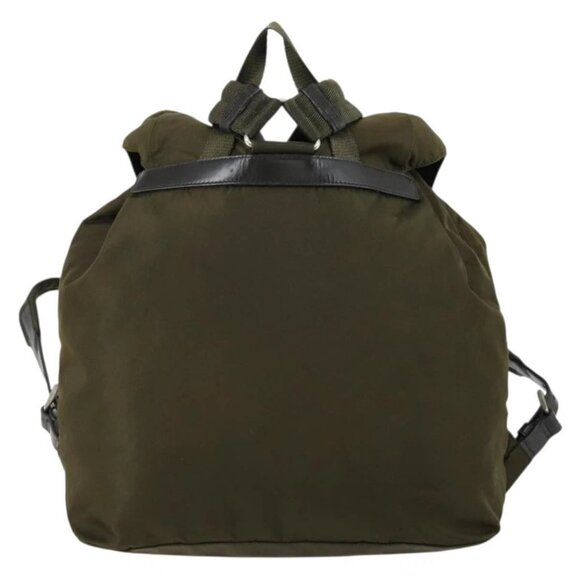 PRADA Backpack Nylon Khaki Silver Auth 150289 main image 16